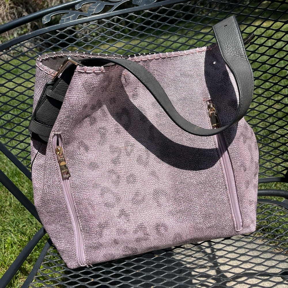 Women's Pink Leopard-Print Shoulder Bag